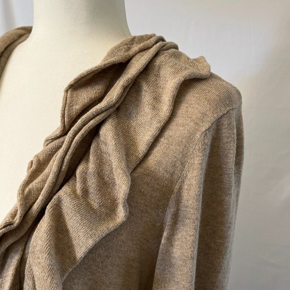 New York & Company ¾ sleeve ruffle front duster sweater - Picture 4 of 6